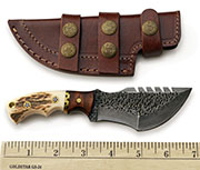 Small Hammered Damascus Tracker Knife Stag Handle Hunting Skinning Knives Blades Blade Knife