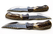 Stag D2 Tracker Hunting Knife with Stag Antler Handle, Leather Sheath